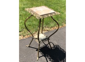 Lovely Victorian Gold Gilt Ornate Stand With Marble - VERY Pretty Piece - Probably 1890-1910 - Very Sturdy