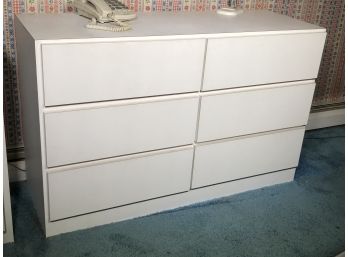 Vintage 1970s White Formica Six Drawer Chest & End Table / Nightstand - Clean Simple Lines - Two For One