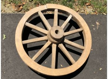 European All Hand Made Antique Pine Wooden Wheel From Goat Cart Or Wheel Barrow Pre 1900 - GREAT OLD PIECE !