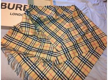 Brand New Large BURBERRY Cashmere Shawl / Wrap - $750 Retail Price - New With Tags In Burberry Gift Box WOW !