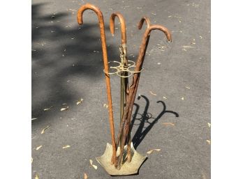 Vintage Solid Brass Umbrella / Cane / Walking Stick Stand - Umbrella Form - Nice Vintage Piece !