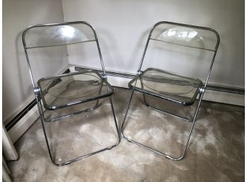 Fabulous Pair Vintage PLIA Lucite Chairs - By Giancarlo Piretti For Castelli - GREAT CHAIRS !