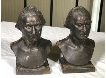 Handsome Vintage Cast Iron George Washington Bookends - Could Be Used As Doorstops - GREAT VINTAGE PAIR