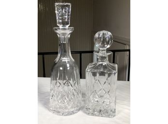 Two Fabulous Cut Crystal Decanters - One Is WATERFORD - Both In Beautiful Condition - GREAT DECANTERS !