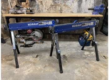 Pair - Kobalt Adjustable And Collapsible Saw Horses