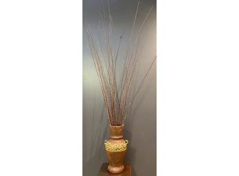 Clay Vessel With Natural Twigs Decor