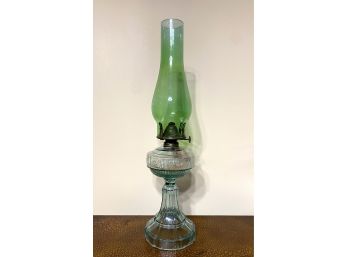 Antique Green Glass Hurricane Lamp