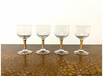 Cordial Glasses With Ratan Wrapped Stems