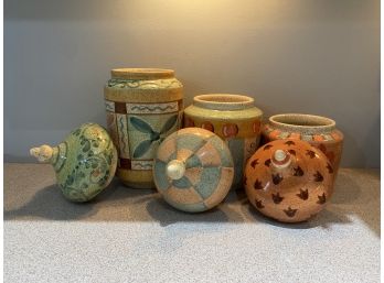 Trio - Lidded Glazed Ceramic Countertop Storage Jars