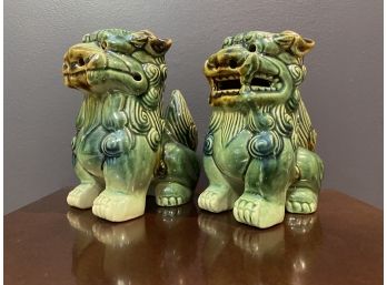 Pair Of Porcelain Foo Dogs