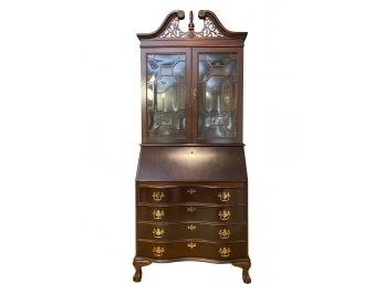 Impressive - Jasper Cabinet Co. - Cherry Secretary With Convex Glass Display Upper