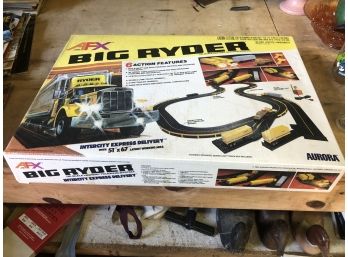 1982 Big Ryder AFX Slot Set In Original Box With One Thunder Jet Car & Cigar Box Cars