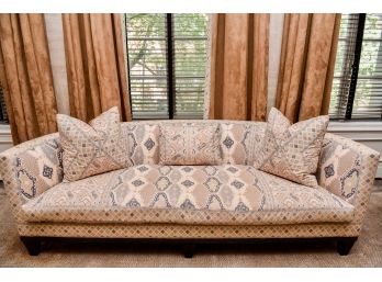 Custom Curved Single Cushion Sofa With Matching Accent Pillows