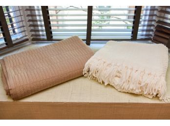 Real Simple Queen Size Coverlet And Throw Blanket With Fringe