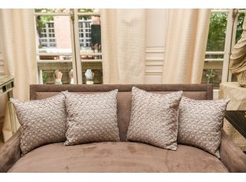 Four Decorative Pillows With A Geometrical Weave Pattern