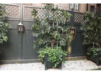 Planter With Faux Potted Plants And Large Trellis (READ DESCRIPTION)