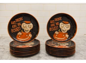 Set Of Fourteen Boney Bunch 'Eat, Drink, And Be Scary!' Halloween Plates