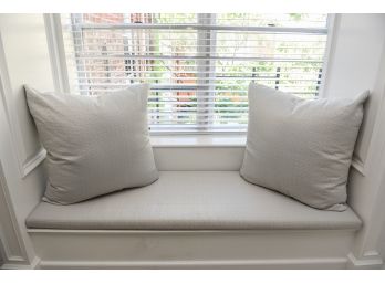 Custom Made Bench Cushion And Two Oversized Down Pillows In A Cool Gray Color