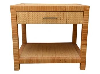 Bielecky Brothers Hand Made Rattan, Wicker And Cane Single Drawer Side Table