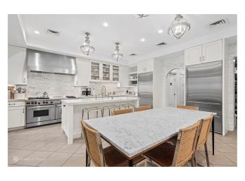 Rectangular Marble Dining Table With Hammered Iron Base