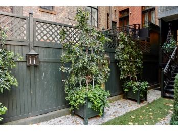 Planter With Faux Potted Plants And Large Trellis (READ DESCRIPTION)