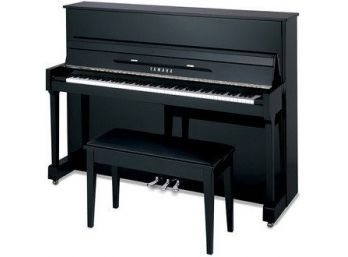 Yamaha T116 Polished Ebony Piano And Piano Bench With Storage (READ DESCRIPTION)