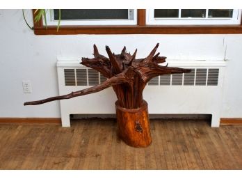 Natural Wood Tree Trunk With Roots Sculpture