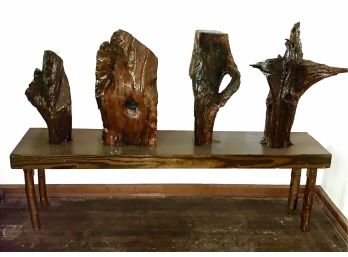 Nice Natural Wood Sculpture Bench