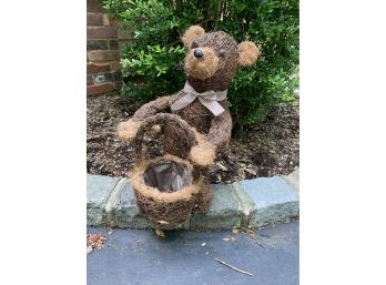 Teddy Bear Planter With Basket