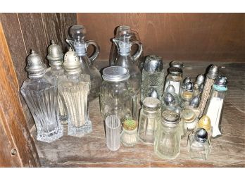 Group Of Clear Glass Salt & Pepper Shakers - 30 Pieces