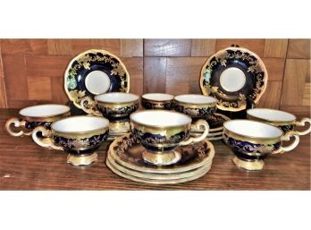 Hutschenreuther, Echt Weimar Kobalt Demitasse Tea Cups And Saucers