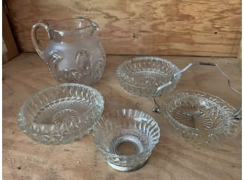 Group Of Clear Glass Items