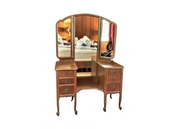 Vintage Vanity/dressing Table With Trifold Mirror