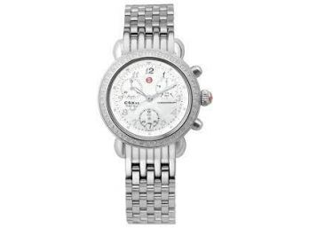 Michele CSX 33 Diamond Chronograph Watch And 3 Bands - Retail @$1400