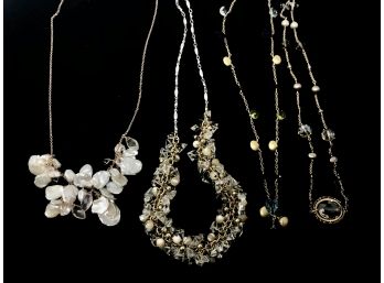 4  Beaded Necklaces - With Fresh Water Pearls And Crystals