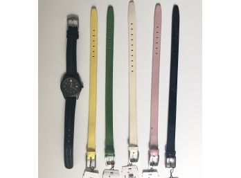 5 Genuine Leather DKNY Watch Straps With Tag And Wenger Watch