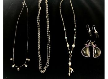 Delicate Bead Necklaces And Drop Earrings