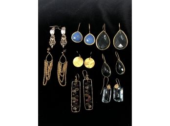 8 Pairs Of Drop Earrings - Semi Precious Stones