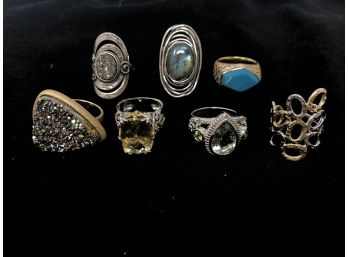 Vintage Statement Rings Sz 7/8 Sterling And 14K