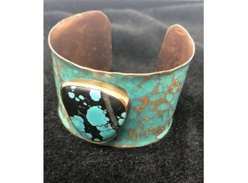Vintage Turquoise  And Copper Statement Cuff