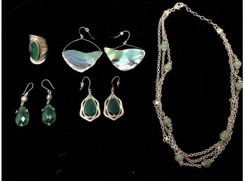 Striking Pieces With Array Of Greens, Most Sterling Silver