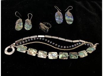 Sterling Silver And Shell Set