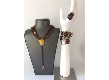 Gorgeous Set With Amber And Sterling Silver - Jay King - Desert Rose Trading