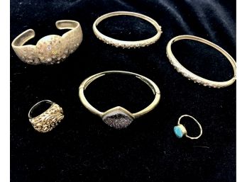 Gorgeous Gold Tone Bracelets And Rings - Sterling Silver
