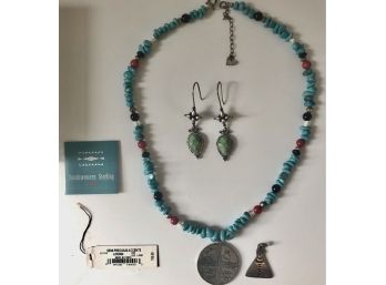 Vintage Set With Turquoise And Sterling Silver