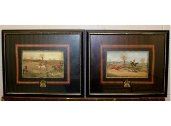 English Fox Hunt Scene By George Wright - (Set Of Two) Framed Prints (Valued $250+)