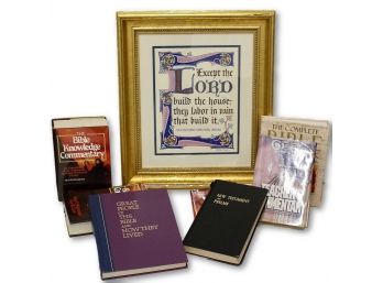 PSALM 127, VERSE 1 Gilt Framed Print & Various Related Book Lot