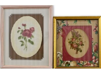 J.L. Prevost - Framed, Mat Antique  & Roses Etching