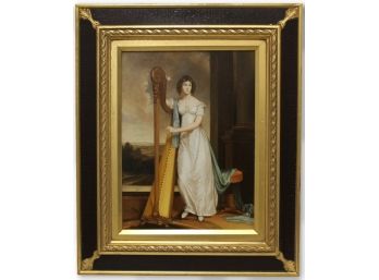 LADY WITH A HARP (Eliza Ridgely) - Framed, Oil On Canvas (Valued $500+)