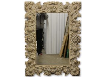Bleach Crackled, Carved Very Large Mirror (Retail $578.00)